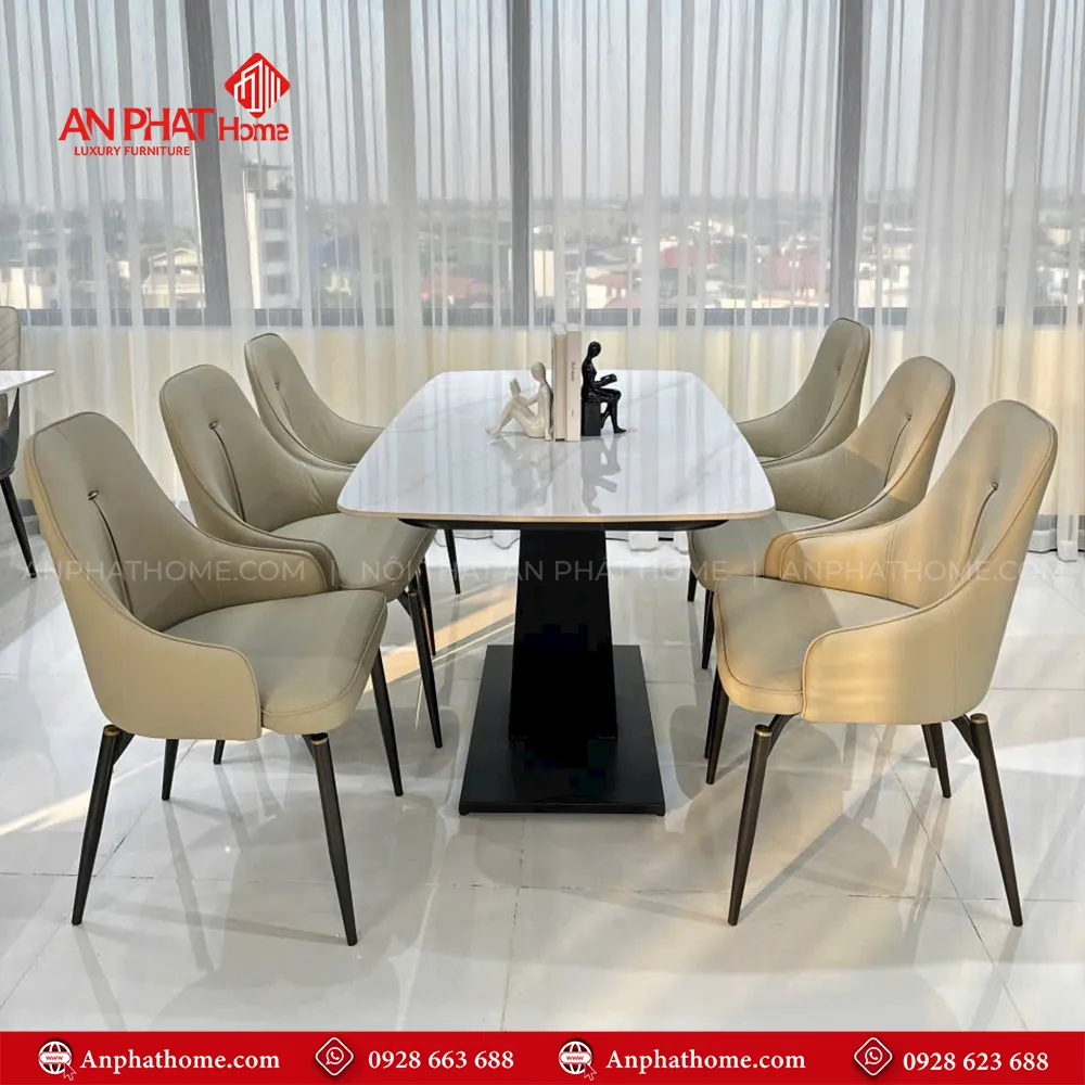 Bộ bàn ghế ăn mặt đá BA-1969 15 Màu ghế đa dạng khách hàng có thể tùy chọn