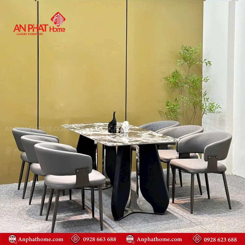 Bộ bàn ghế ăn mặt đá cao cấp nhập khẩu BA-1940 13 Kích thước mặt bàn đa dạng quý khách có thể lựa chọn chiều dài bàn từ 1m20cm - 2m20cm tùy theo nhu cầu sử dụng, ngoài ra ghế ăn có thể chọn màu và mẫu khác.