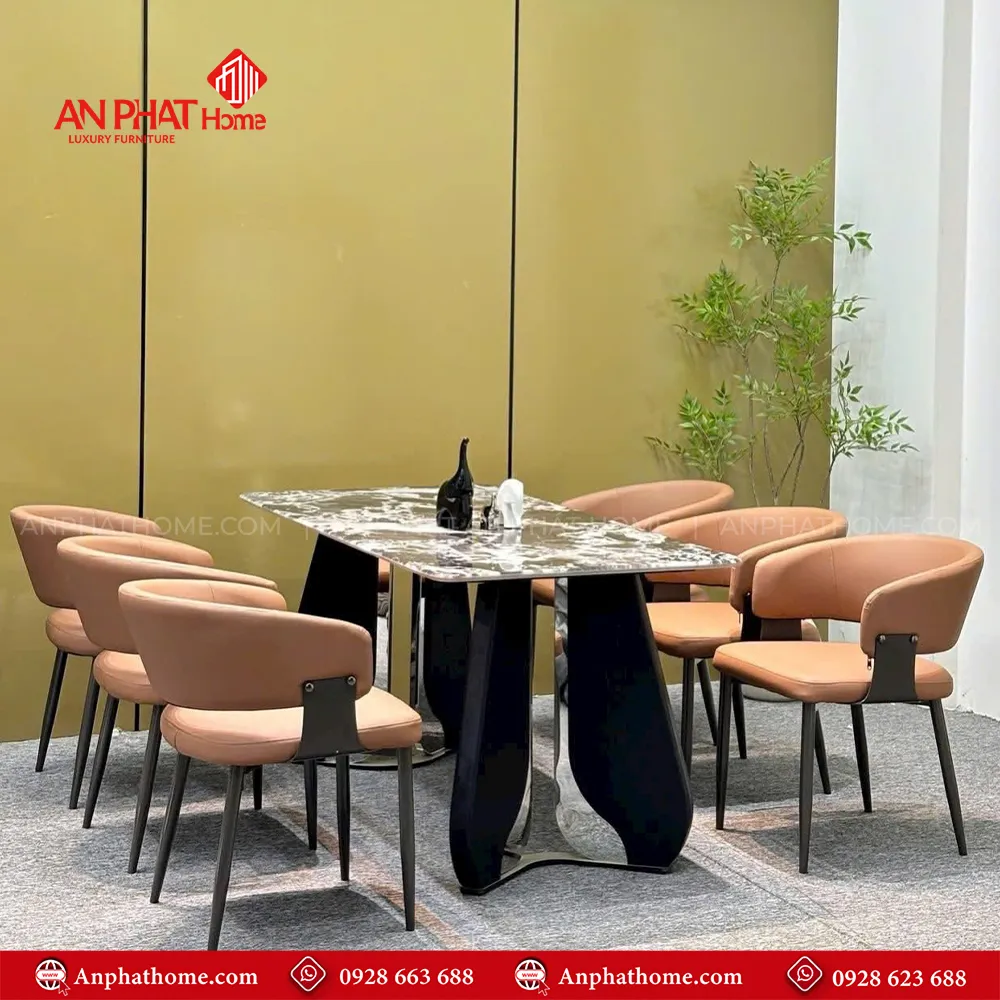 Bộ bàn ghế ăn mặt đá cao cấp nhập khẩu BA-1940 12 Mẫu bàn ghế ăn BA-1940 thiết kế hiện đại mặt bàn đá Vi tinh thể cao cấp, kết hợp với nhiều màu ghế khác nhau