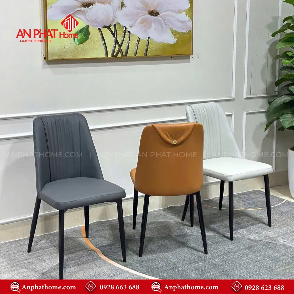 Bộ bàn ghế ăn mặt đá thạch anh chân inox BA-1998 14 Ghế da thiết kế sang trọng, bọc da Microfiber cao cấp