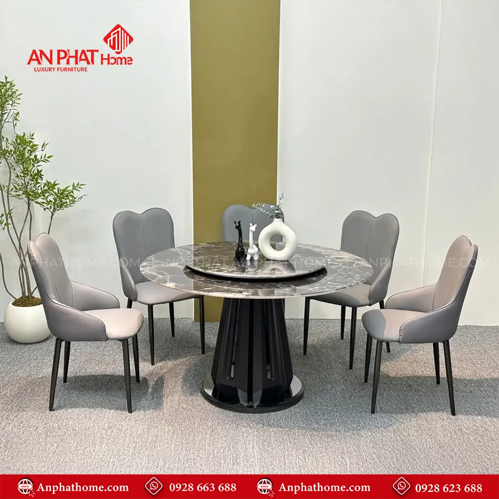 Bộ bàn ghế ăn mặt đá tròn hiện đại BA-1941 9 Bộ bàn ghế ăn mặt đá tròn hiện đại BA-1941