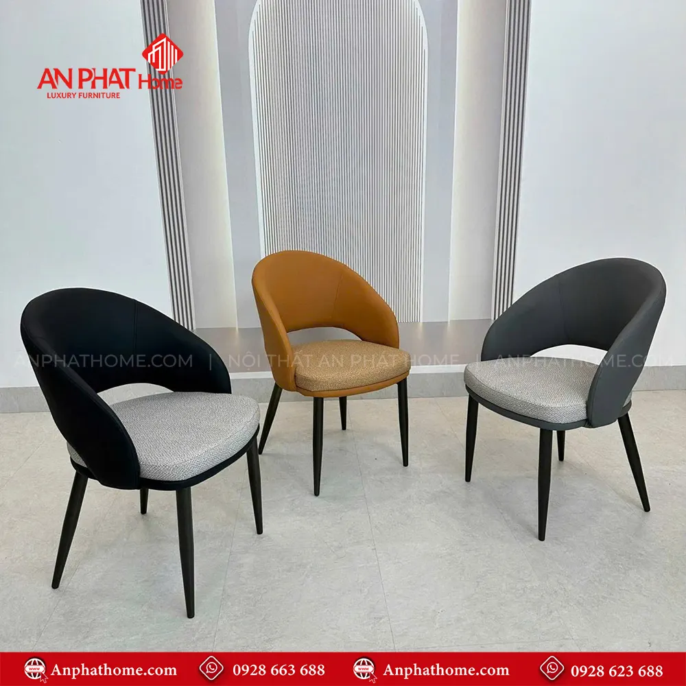 Bộ bàn ghế ăn mặt đá tròn xoay cao cấp BA-2002 12 Ghế da thiết kế sang trọng, bọc da Microfiber cao cấp