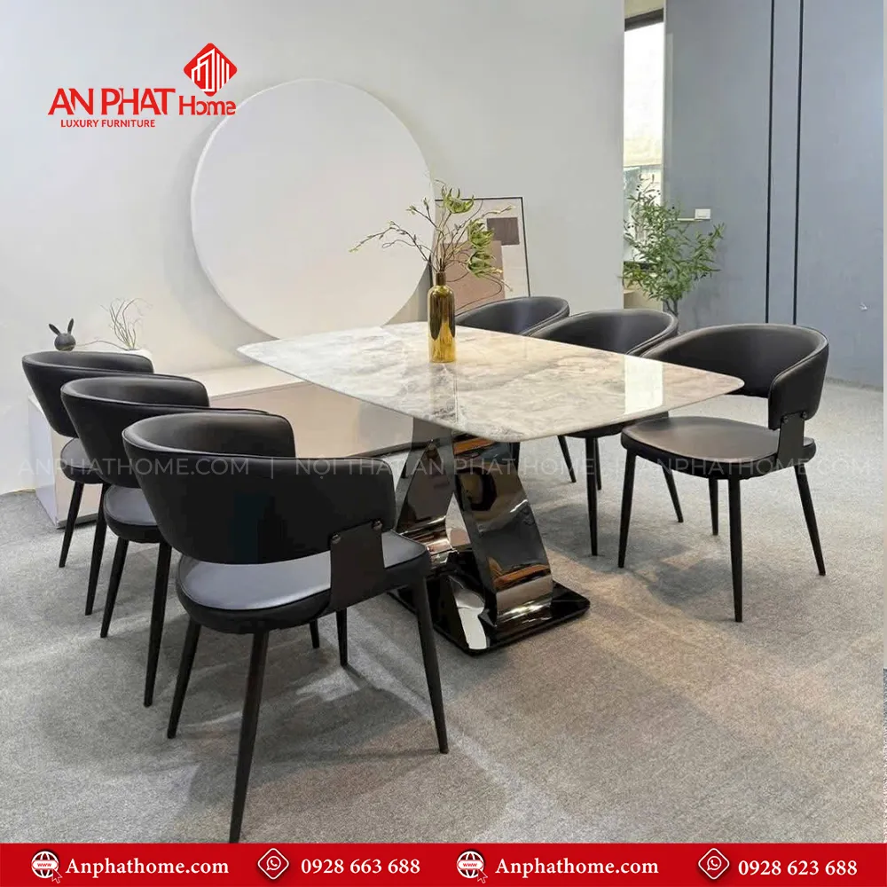 Bộ bàn mặt đá 6 ghế nhập khẩu BA-1956 15 Bàn ăn có thể kết hợp với nhiều màu ghế khác nhau