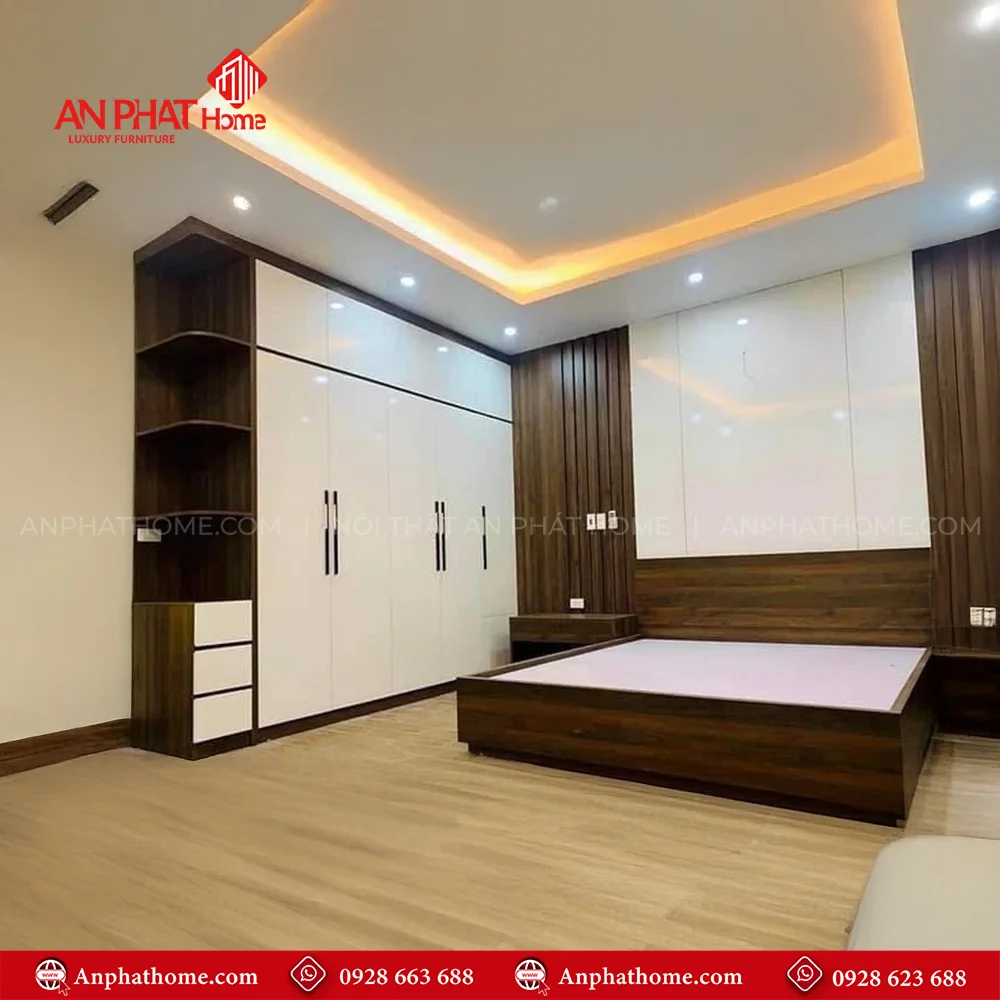 Thiết kế bộ giường tủ phòng ngủ hiện đại