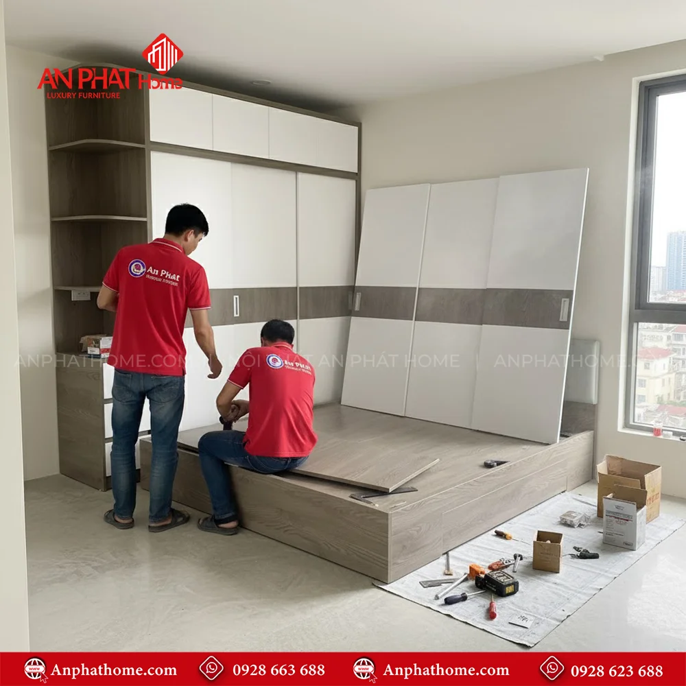 Combo Giường Tủ Phòng Ngủ CB-52 6 Bộ giường tủ phòng ngủ nhựa Đài Loan - Gỗ công nghiệp