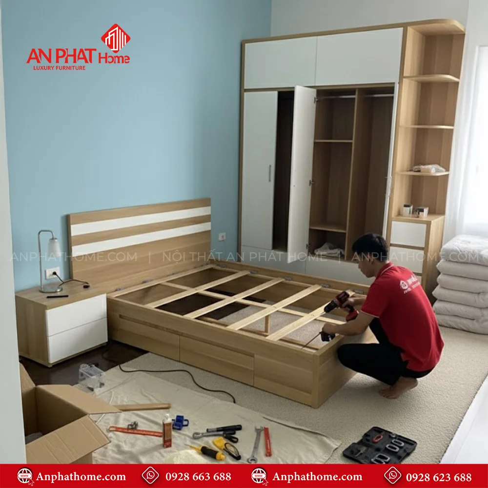 Combo Giường Tủ Phòng Ngủ CB-67 8 Bộ giường tủ phòng ngủ nhựa Đài Loan - Gỗ công nghiệp