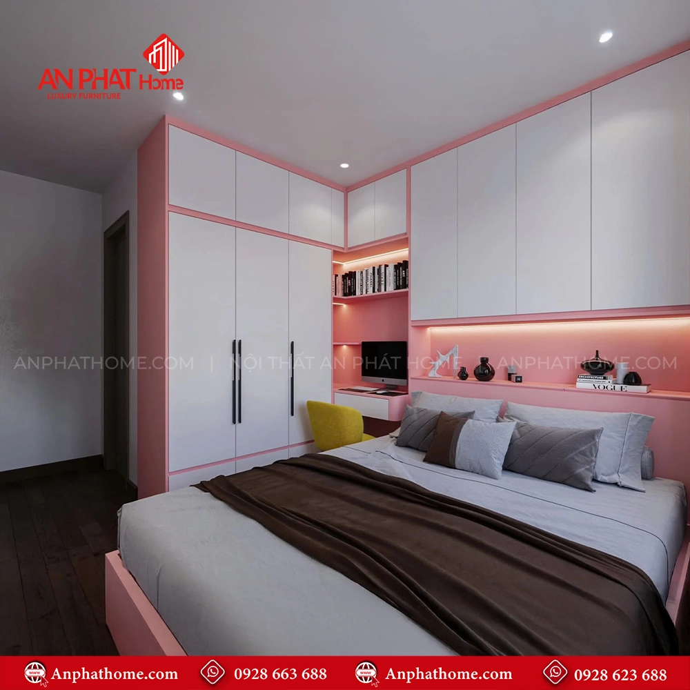 Combo Phòng Ngủ Bé Gái CB-59 6 Bộ giường Tủ gỗ công nghiệp