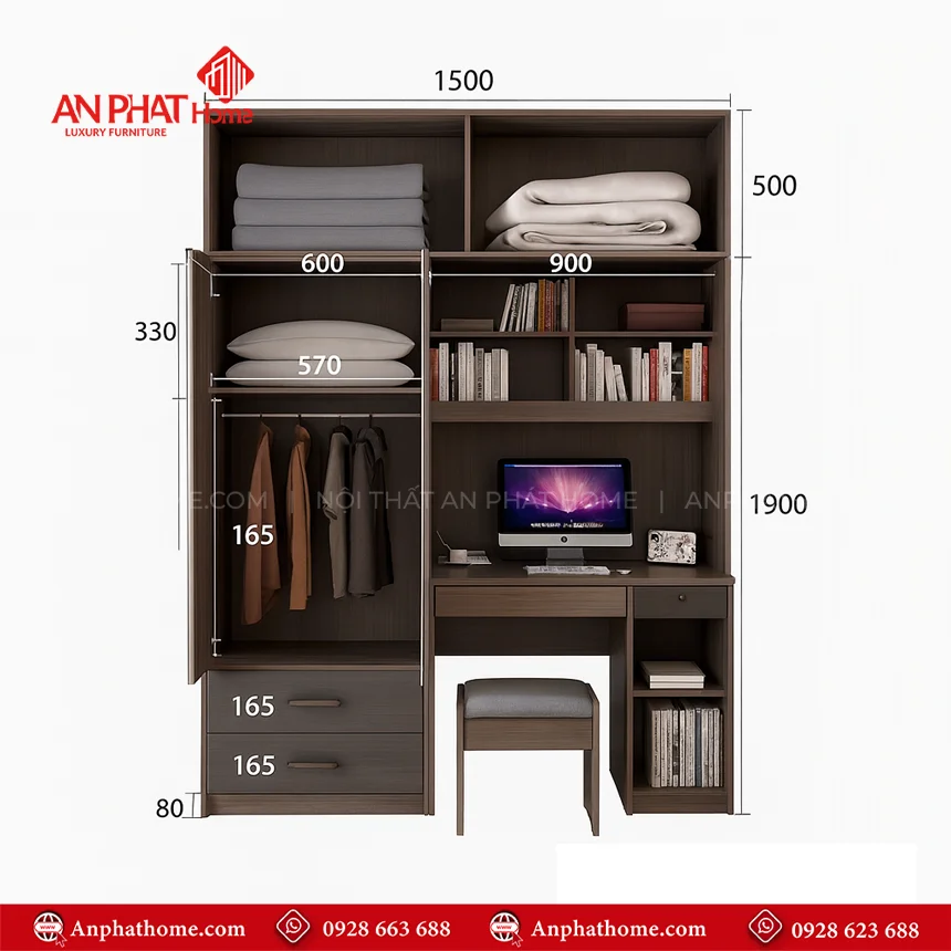 Combo Phòng Ngủ Đẹp CB-70 23 Tủ quần áo đơn giản mà đẹp