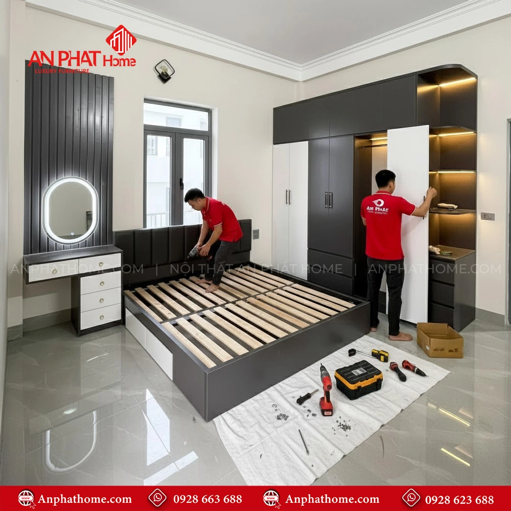 Combo Phòng Ngủ Hiện Đại CB-58 6 Bộ combo giường tủ bàn trang điểm gỗ công nghiệp