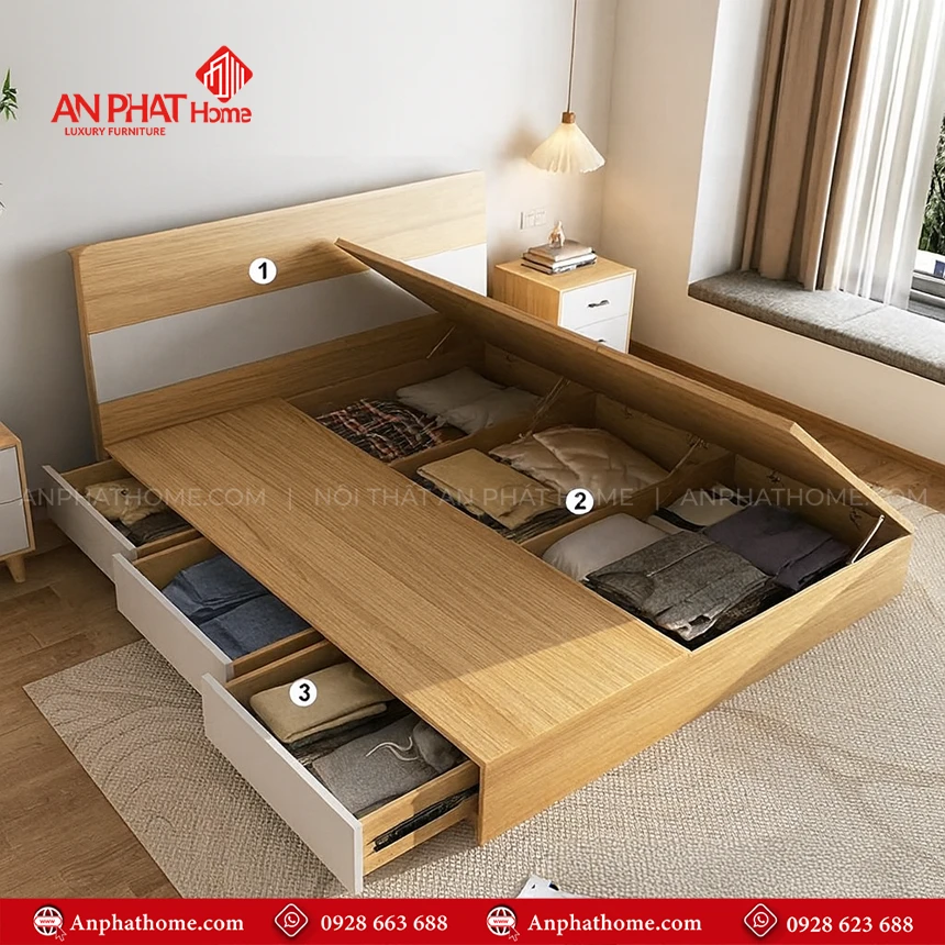 Combo Phòng Ngủ Hiện Đại CB-68 28 Giường ngủ cao cấp có ngăn kéo