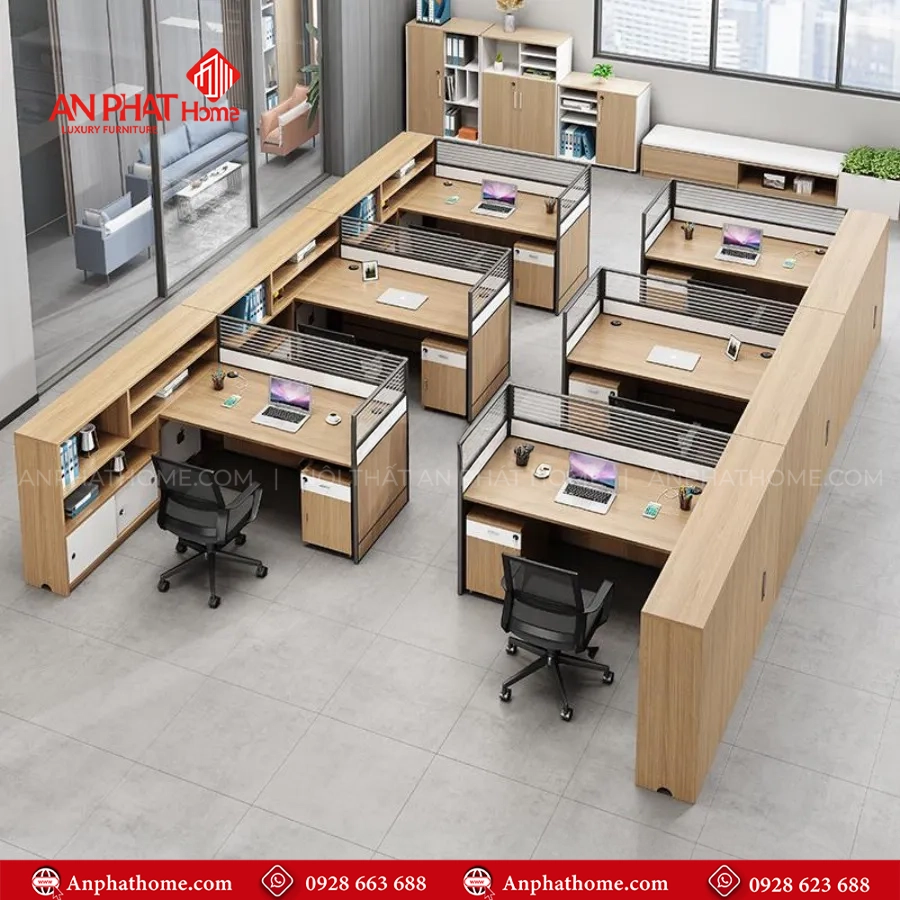 Cụm Bàn Làm Việc Hiện Đại Gỗ MDF B-2872 15 Mẫu bàn làm việc cho văn phòng tiện dụng