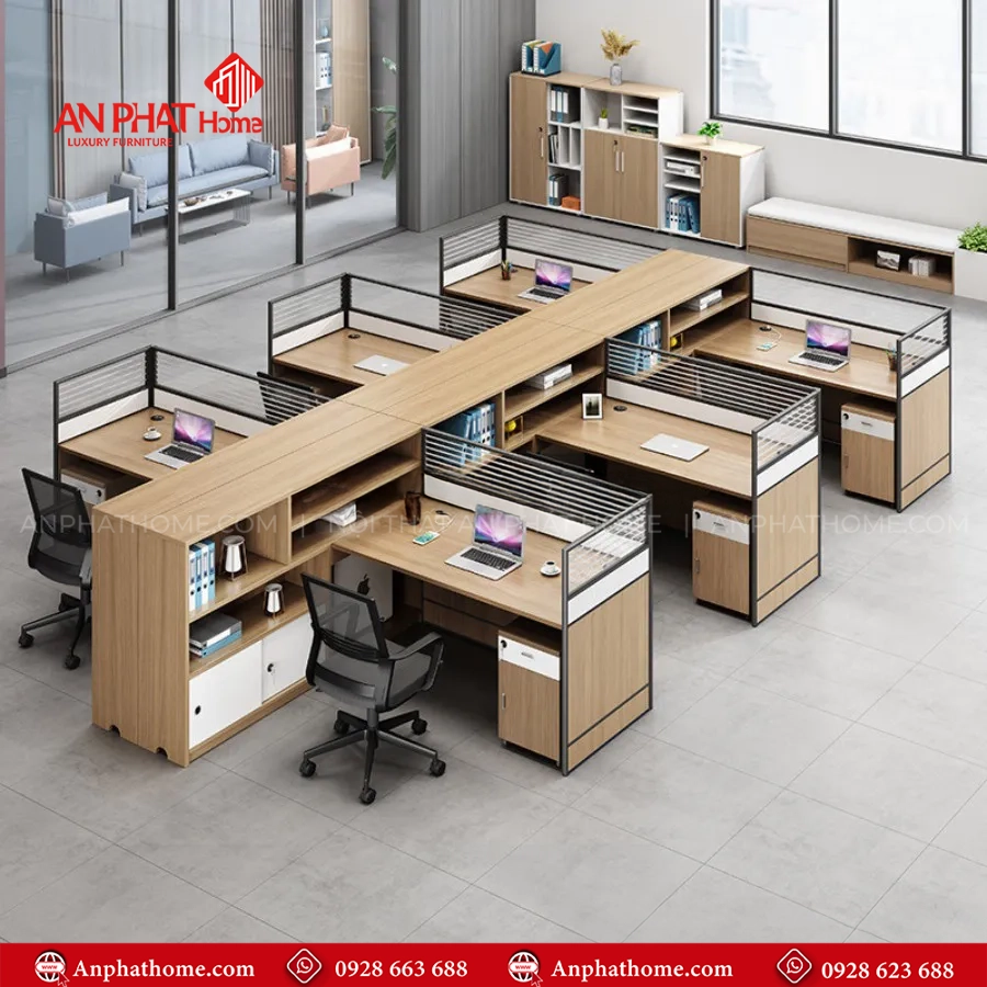 Cụm Bàn Làm Việc Hiện Đại Gỗ MDF B-2872 17 Mẫu bàn làm việc thiết kế theo yêu cầu