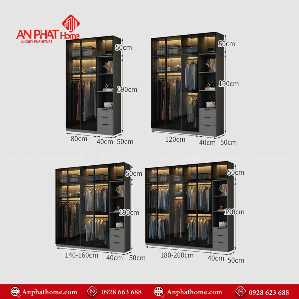 Tủ Áo Cánh Kính Cao Cấp TA-502 17 Tủ đựng quần áo người lớn