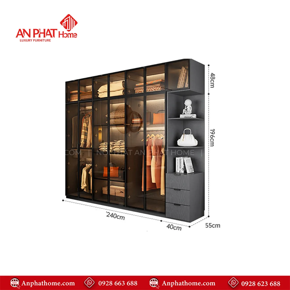 Tủ Áo Cánh Kính Hiện Đại TA-594 9 Thiết kế tủ quần áo cho phòng ngủ nhỏ