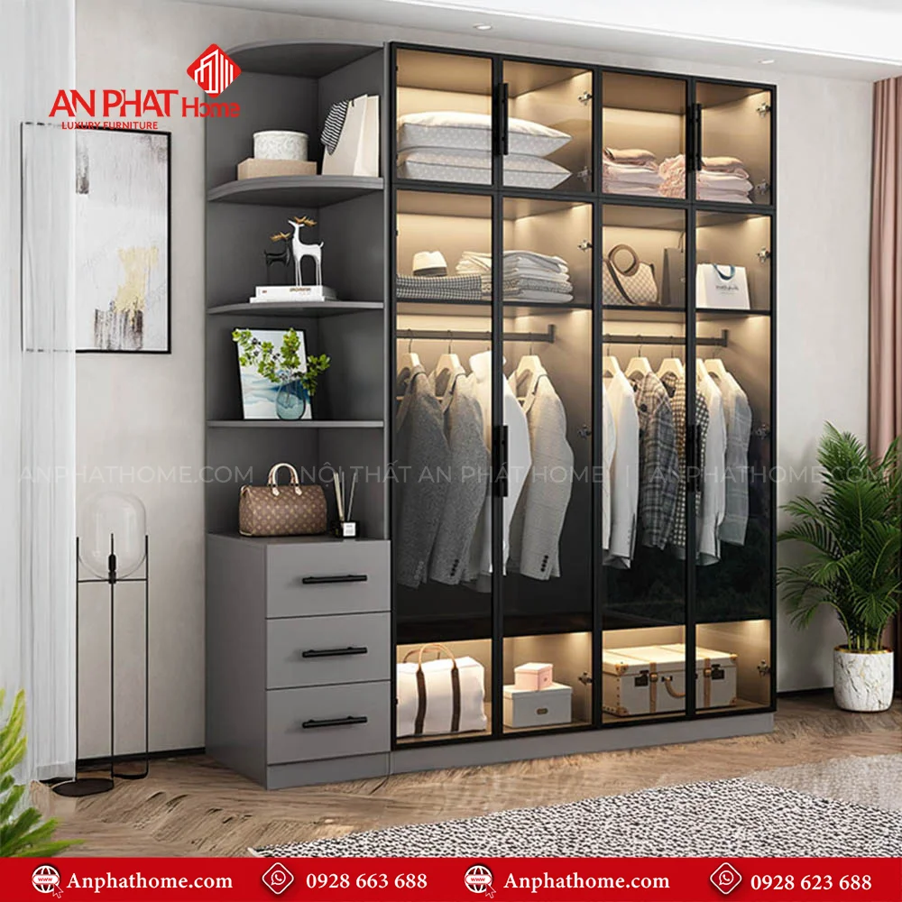 Tủ Áo Cánh Kính Sang Trọng TA-595 8 Mẫu tủ quần áo nhựa nhiều ngăn