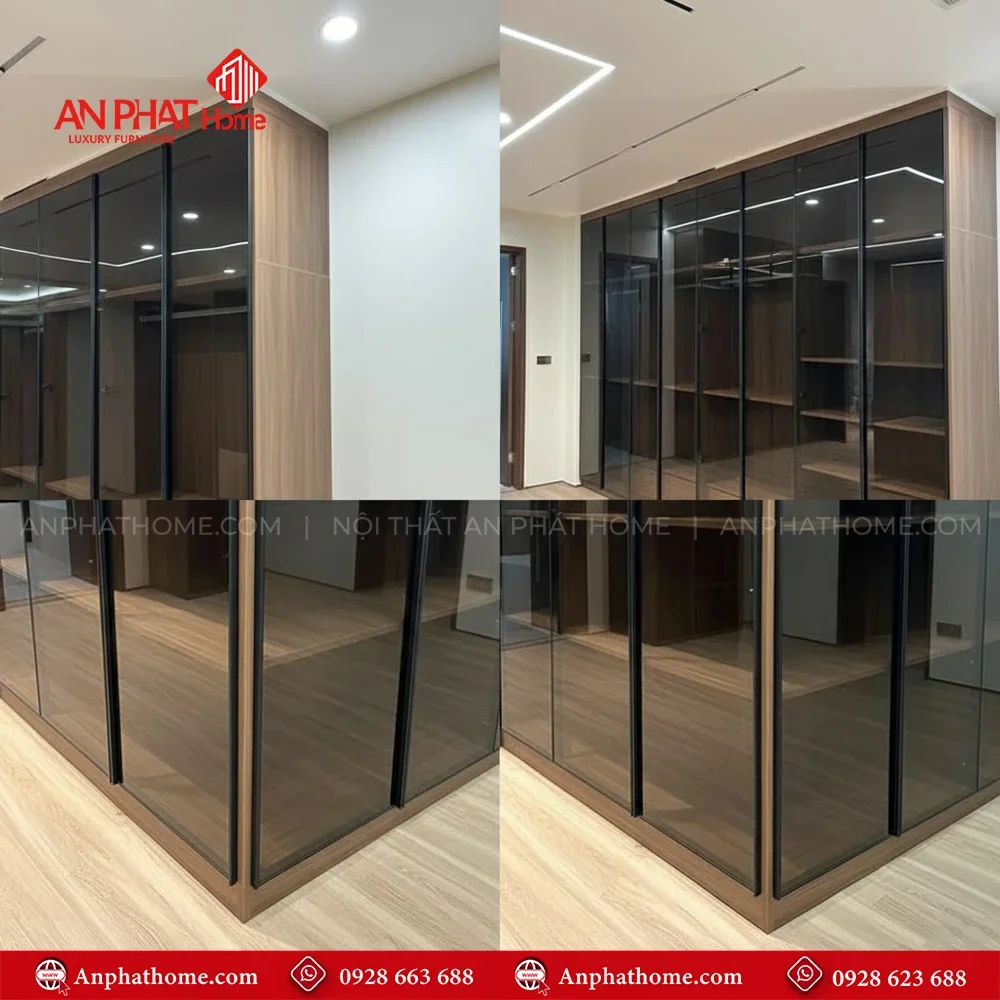 Tủ Áo Cánh Kính Thiết Kế Theo Yêu Cầu TA-556 15 Mẫu tủ đựng quần áo nhiều tầng