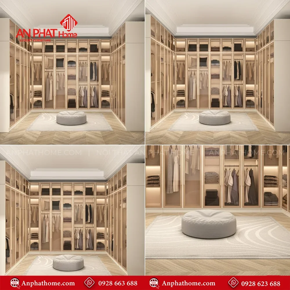 Tủ Áo Cánh Kính Thiết Kế Theo Yêu Cầu TA-563 6 Mẫu tủ quần áo kính trong suốt