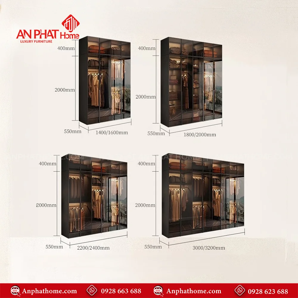 Tủ Áo Cánh Kính Thông Minh TA-504 36 Mẫu tủ quần áo trong phòng ngủ hiện đại