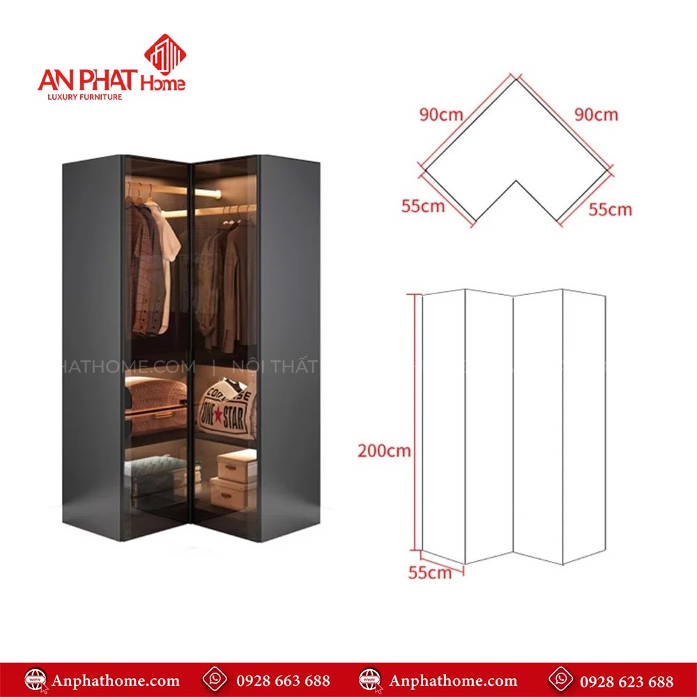 Tủ Áo Cánh Kính Thông Minh TA-504 37 Tủ quần áo cánh kính chữ L