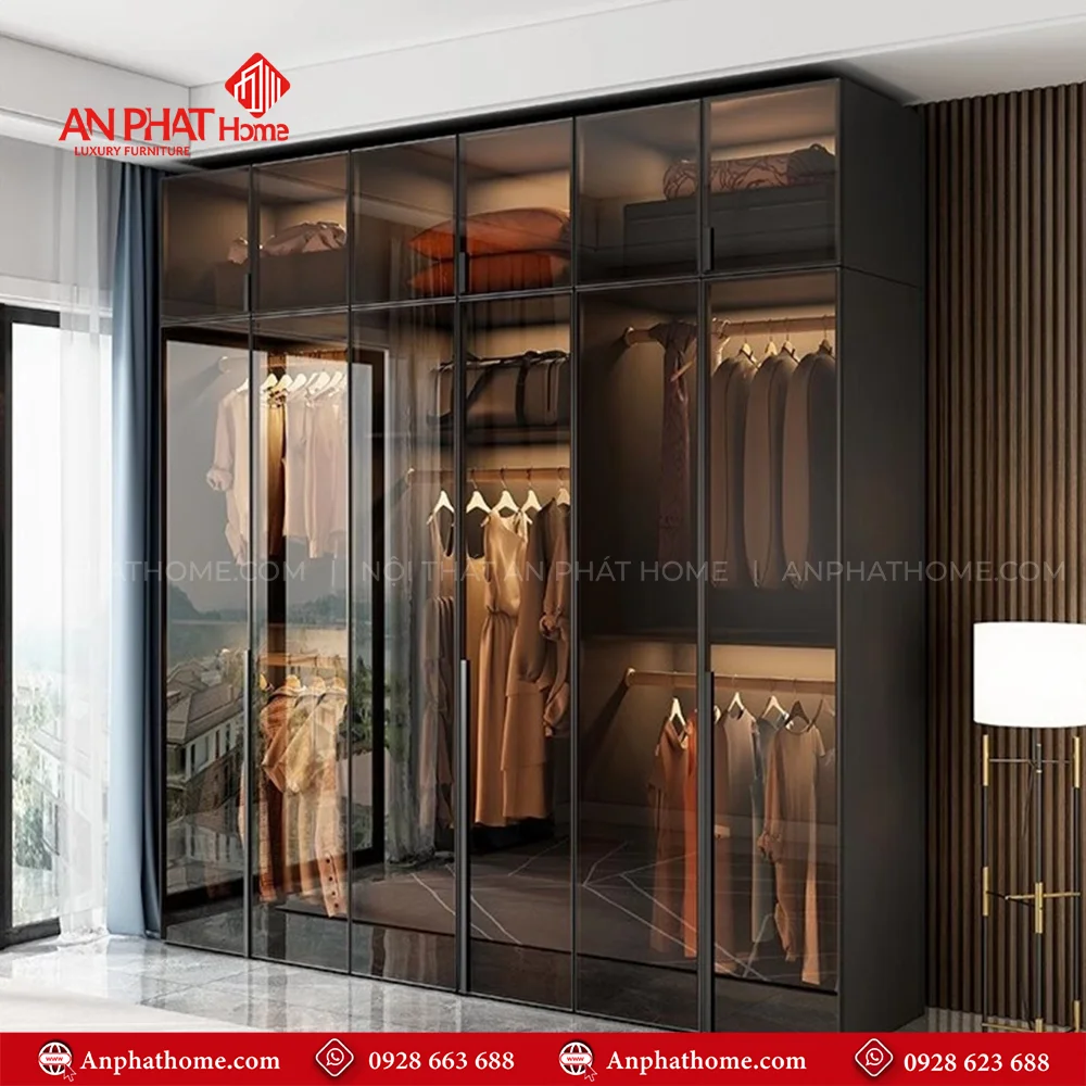 Tủ Áo Cánh Kính Thông Minh TA-504 30 Mẫu tủ quần áo kính trong suốt