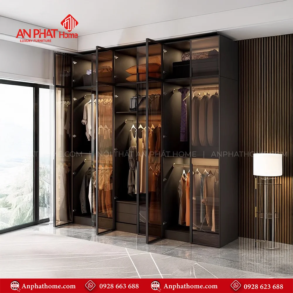 Tủ Áo Cánh Kính Thông Minh TA-504 29 Mẫu tủ quần áo kính hiện đại