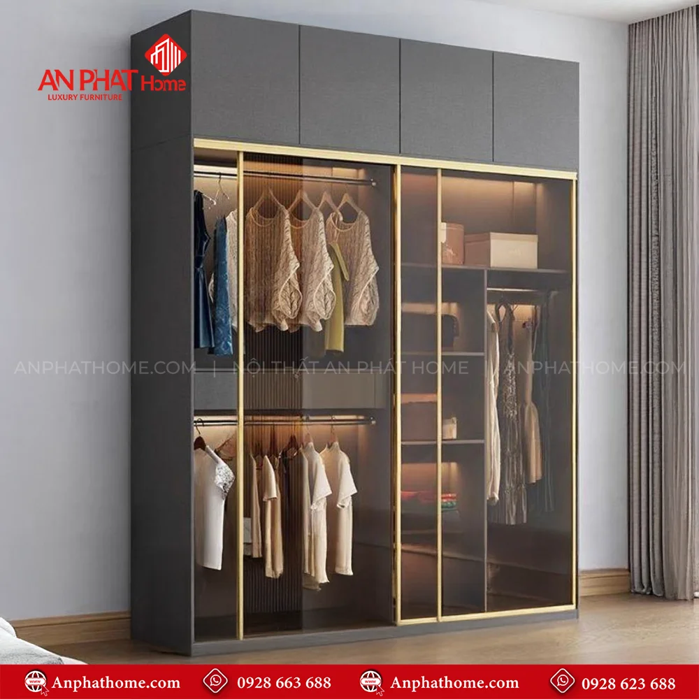 Tủ Áo Cửa Trượt Cánh Kính TA-598 13 Mẫu tủ quần áo cửa lùa hiện đại