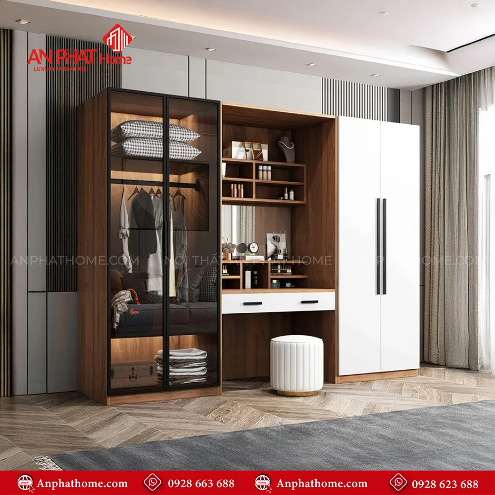 Mẫu thiết kế tủ đựng quần áo đẹp hiện đại