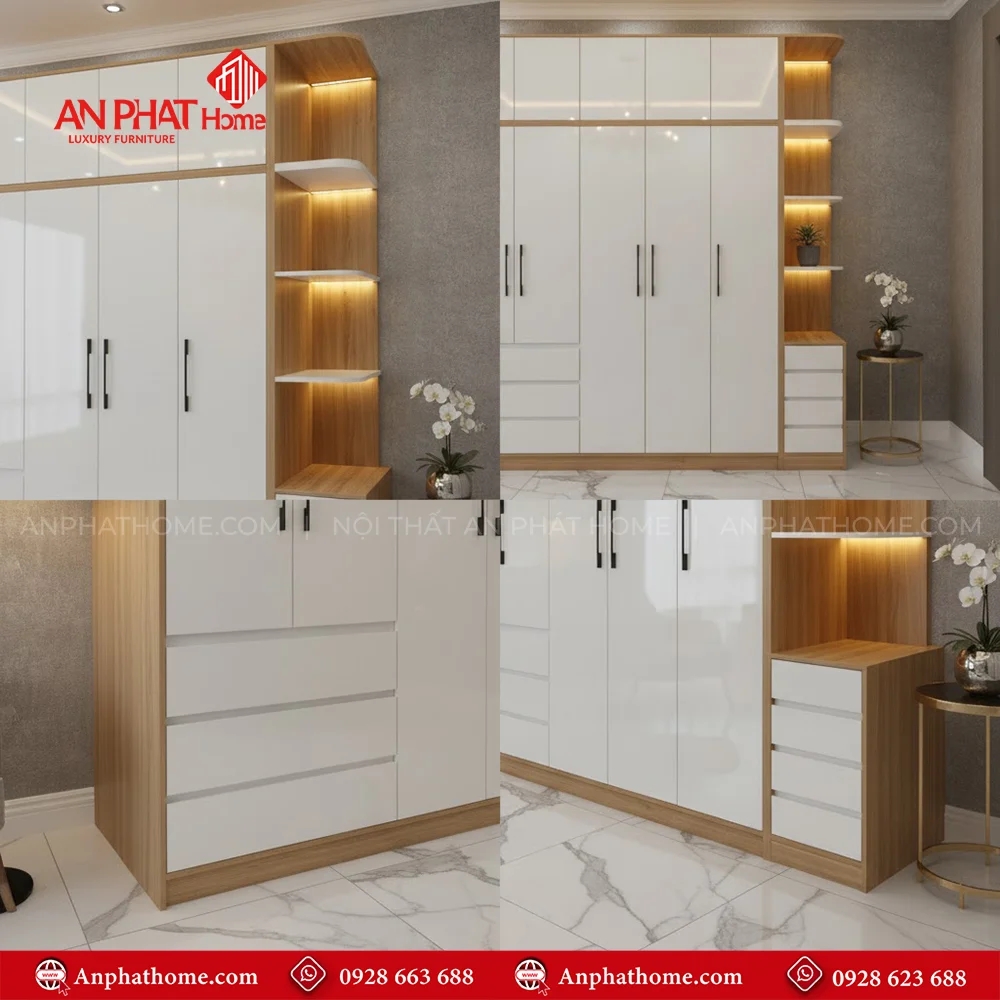 Tủ Áo Gỗ Hiện Đại TA-513 9 Mẫu tủ đựng quần áo gỗ công nghiệp