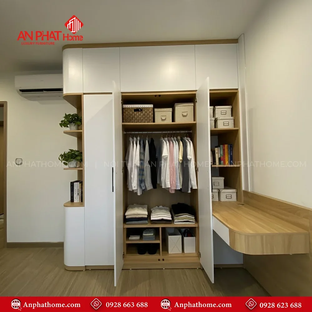 Tủ Áo Kịch Trần Gỗ Công Nghiệp TA-565 8 Tủ quần áo đơn giản bằng gỗ mdf