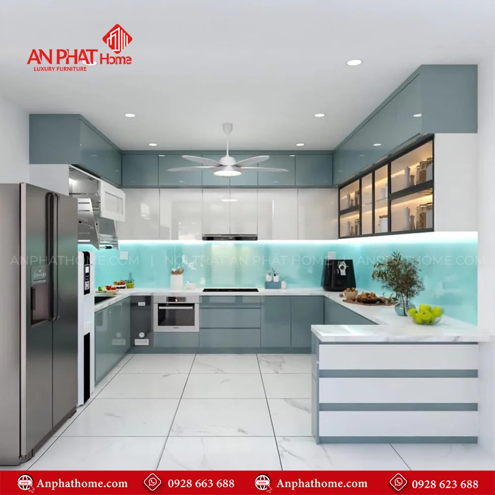 Tủ Bếp Đẹp Cánh Kính Sang Trọng TB-933 9 Tủ Bếp Đẹp Cánh Kính Sang Trọng TB-933 An Phát