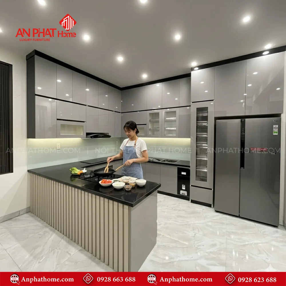 Tủ Bếp Đẹp Phủ Acrylic Sang Trọng TB-924 8 Mẫu tủ bếp đẹp đóng theo yêu cầu