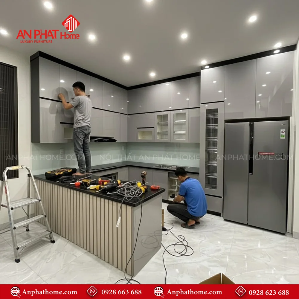 Tủ Bếp Đẹp Phủ Acrylic Sang Trọng TB-924 9 Mẫu tủ bếp đẹp giá rẻ tại Hồ Chí Minh và Hà Nội