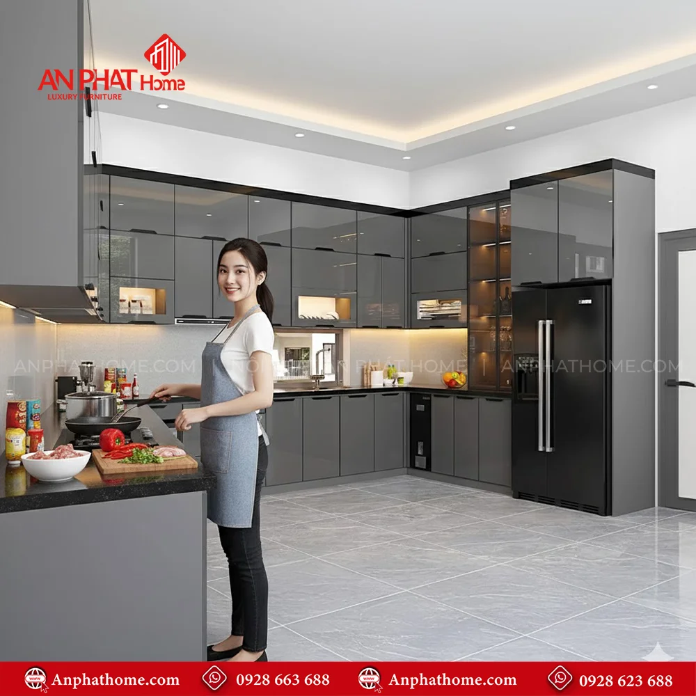 Tủ Bếp Đẹp TB-949 8 Mẫu tủ bếp đẹp hình chữ L hiện đại