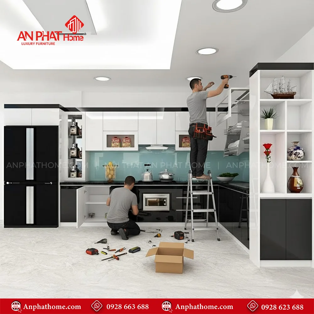 Tủ Bếp Đẹp TB-951 11 Mẫu tủ bếp chữ L nhỏ đẹp