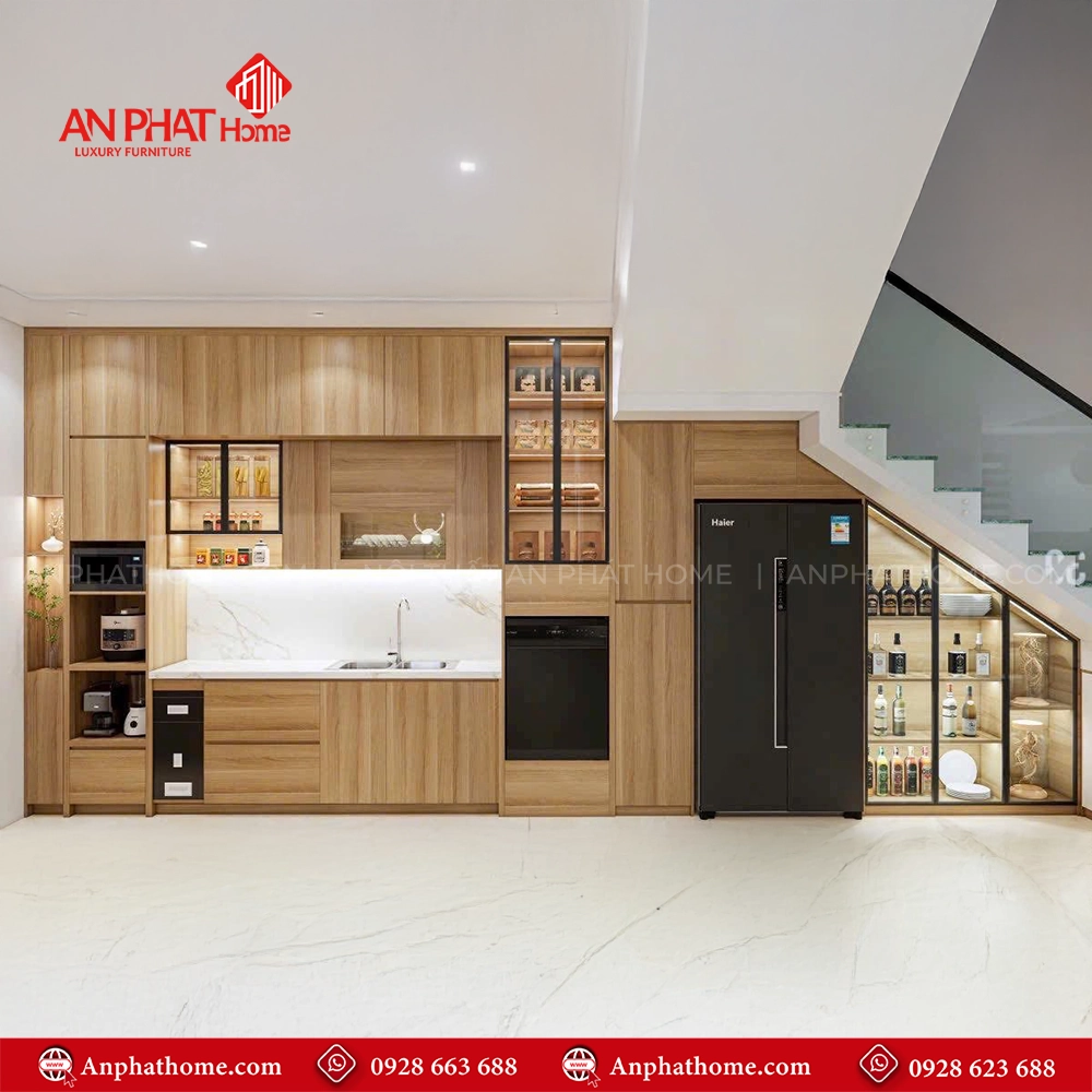 Tủ Bếp Gỗ Cánh Kính Siêu Đẹp TB-930 5 Tủ Bếp Gỗ Cánh Kính Siêu Đẹp TB-930 An Phát