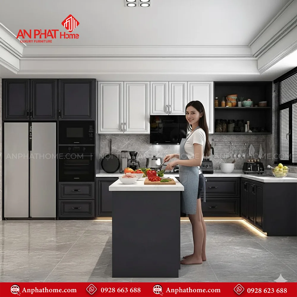 Tủ Bếp Gỗ Đẹp TB-952 10 Mẫu tủ bếp trên và dưới đẹp