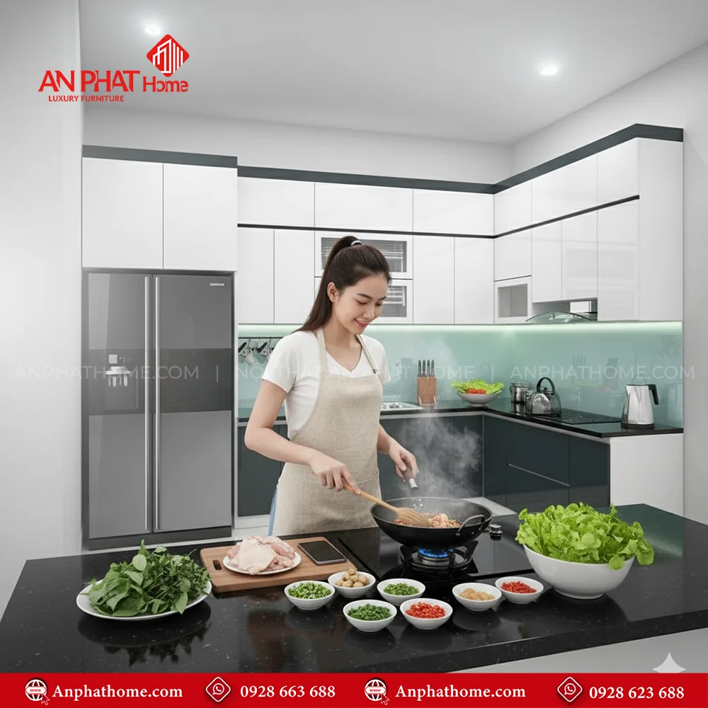 Tủ Bếp Hiện Đại TB-928 9 Mẫu tủ bếp chữ I dài 3m