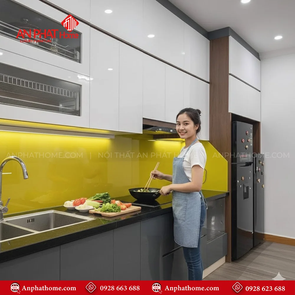 Tủ Bếp MDF Cánh Acrylic TB-919 9 Mẫu tủ bếp đẹp đơn giản nhỏ đẹp