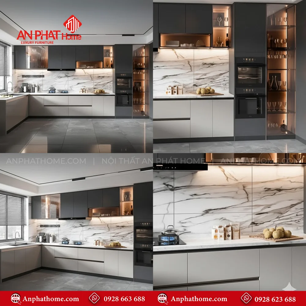 Tủ Bếp Nhôm Cao Cấp TB-946 8 Mẫu tủ bếp đẹp cho nhà chung cư, tập thể, biệt thự