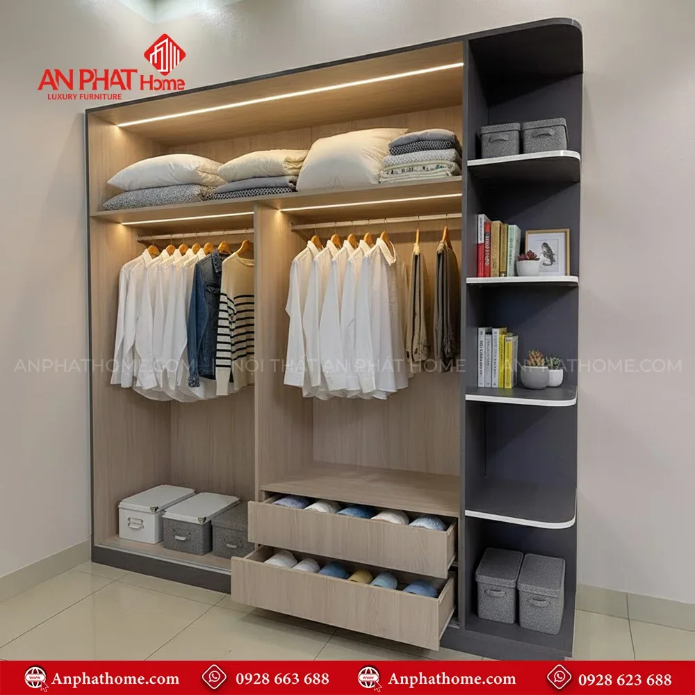 Tủ Đựng Quần Áo Cánh Lùa TA-577 8 Mẫu thiết kế tủ quần áo bằng nhôm kính