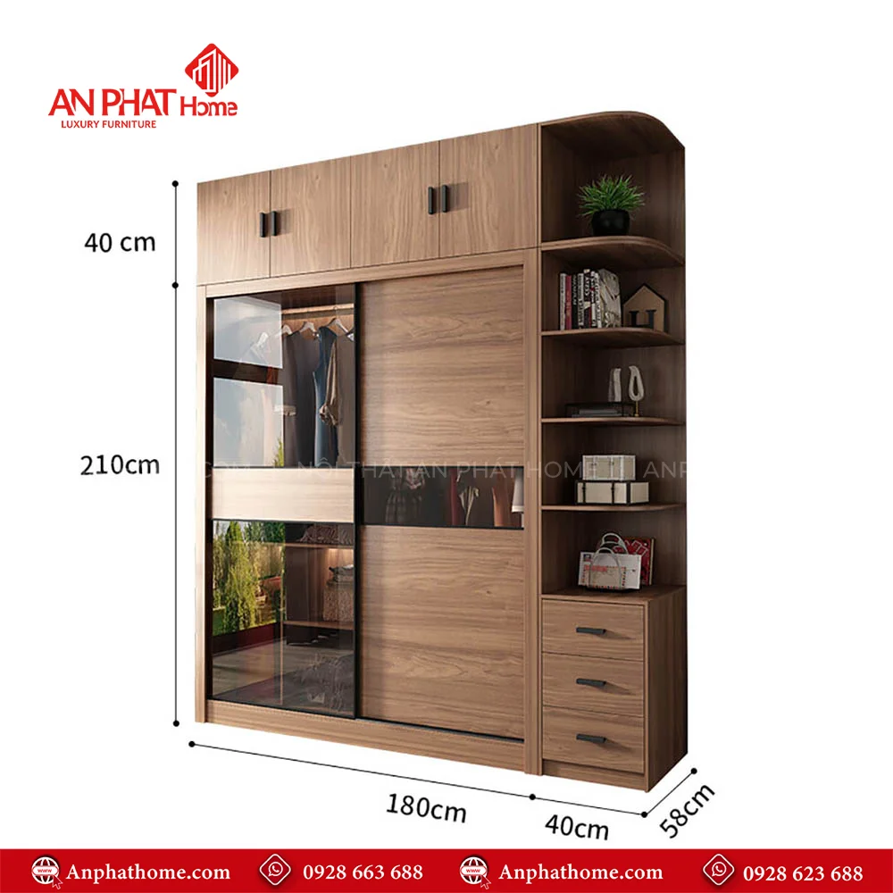Tủ Quần Áo Cửa Lùa Cánh Kính TA-592 36 Mẫu tủ quần áo gỗ đẹp hiện đại