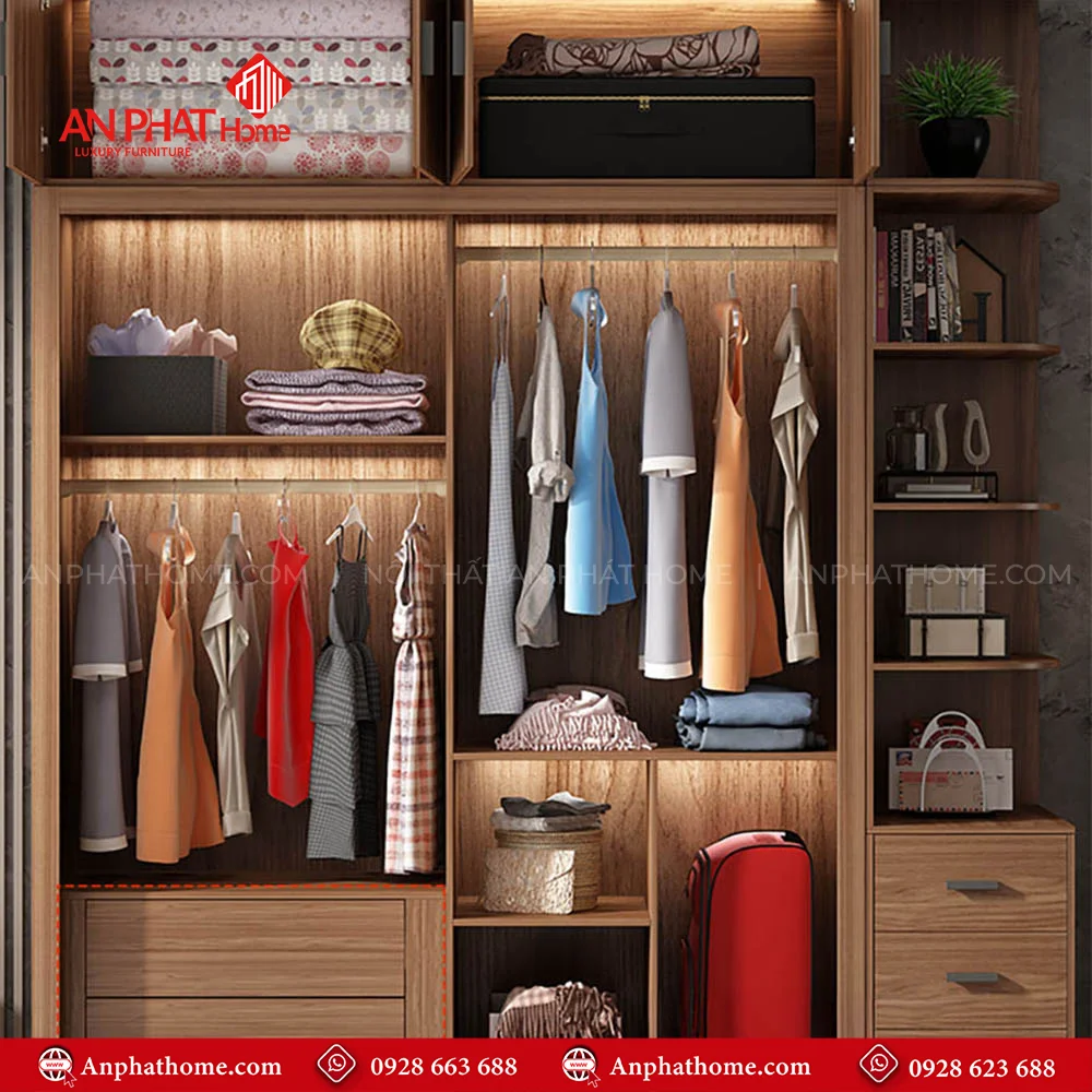 Tủ Quần Áo Cửa Lùa Cánh Kính TA-592 29 Thiết kế tủ quần áo cho phòng ngủ nhỏ