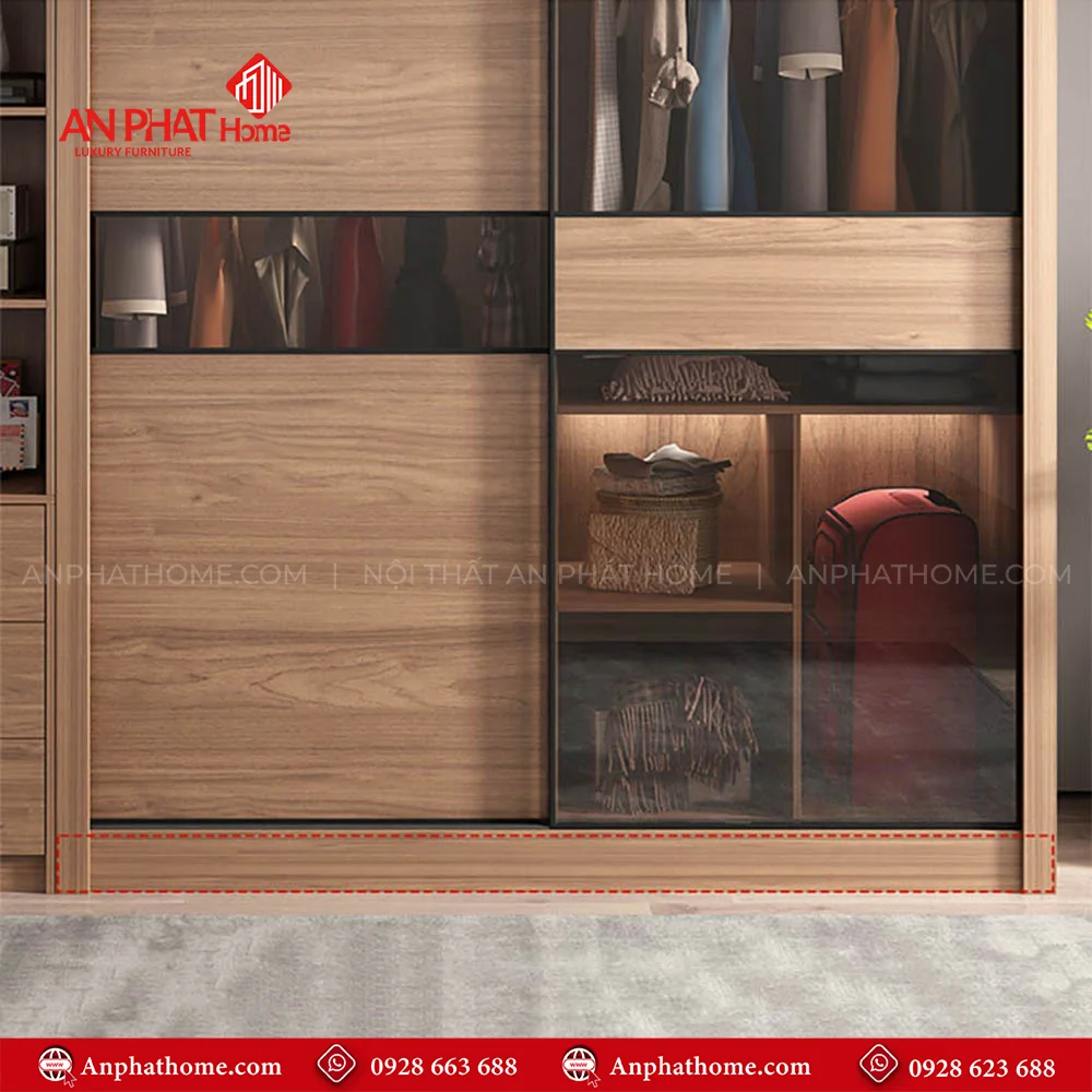 Tủ Quần Áo Cửa Lùa Cánh Kính TA-592 33 Chia ngăn rõ ràng