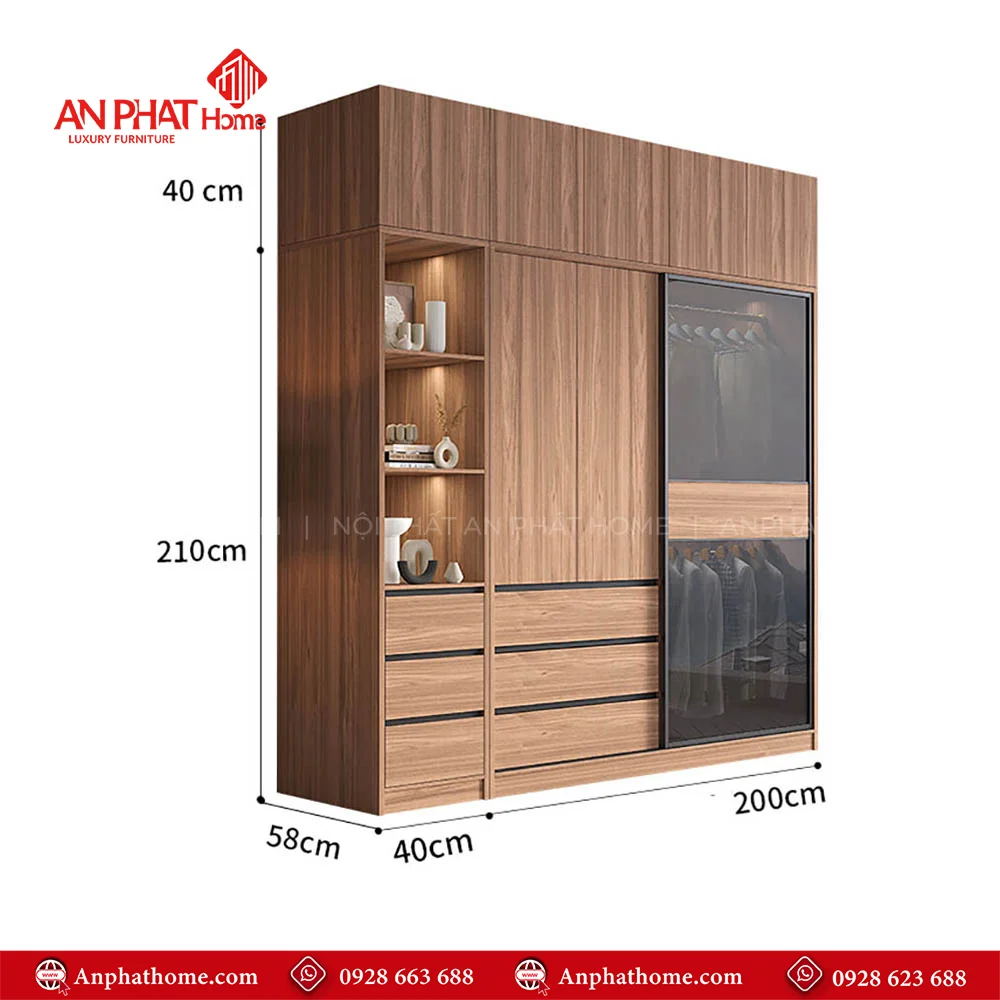 Tủ Quần Áo Cửa Lùa Cánh Kính TA-592 35 Mẫu tủ quần áo trong phòng ngủ hiện đại