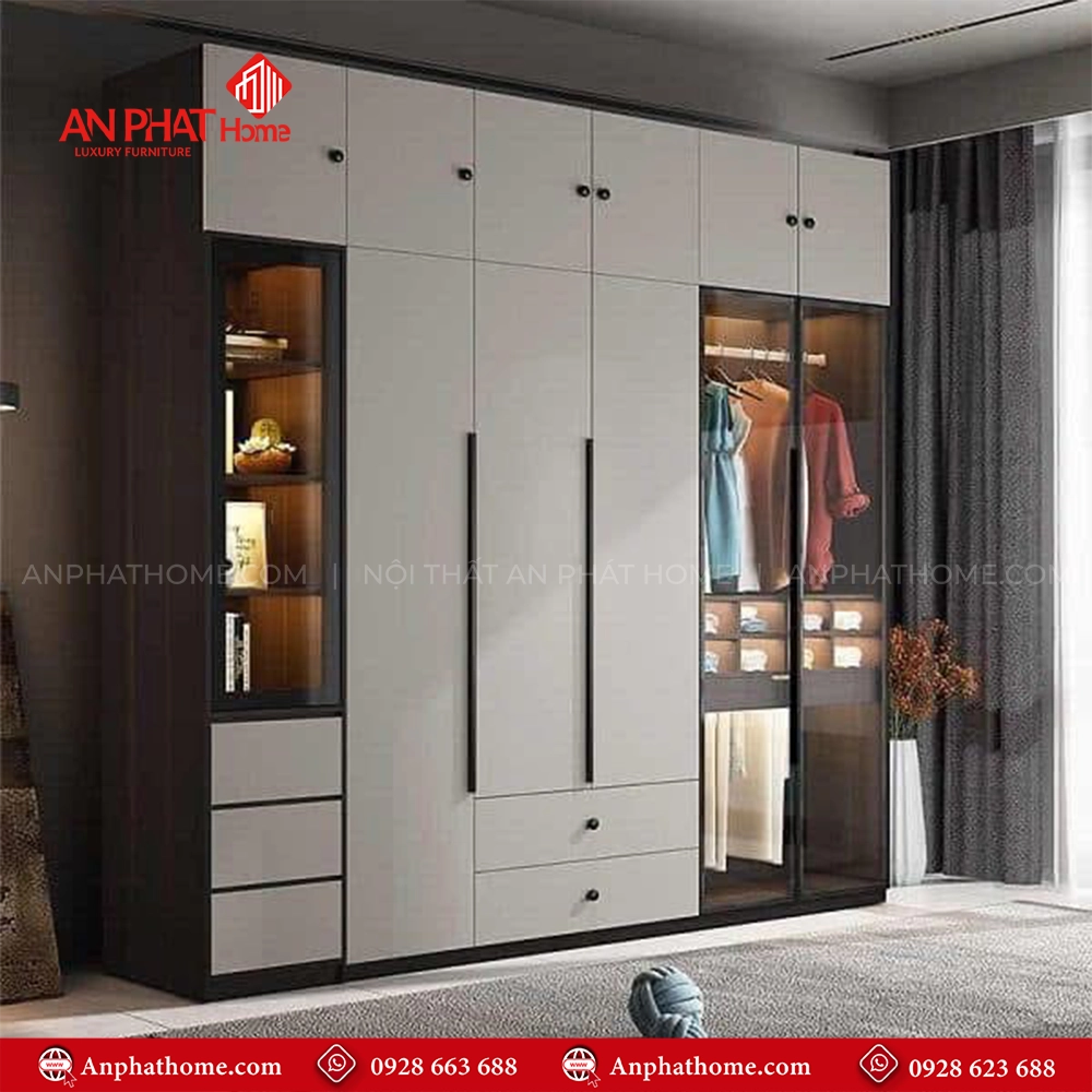 Tủ Quần Áo Gỗ Cánh Kính TA-540 An Phát Home