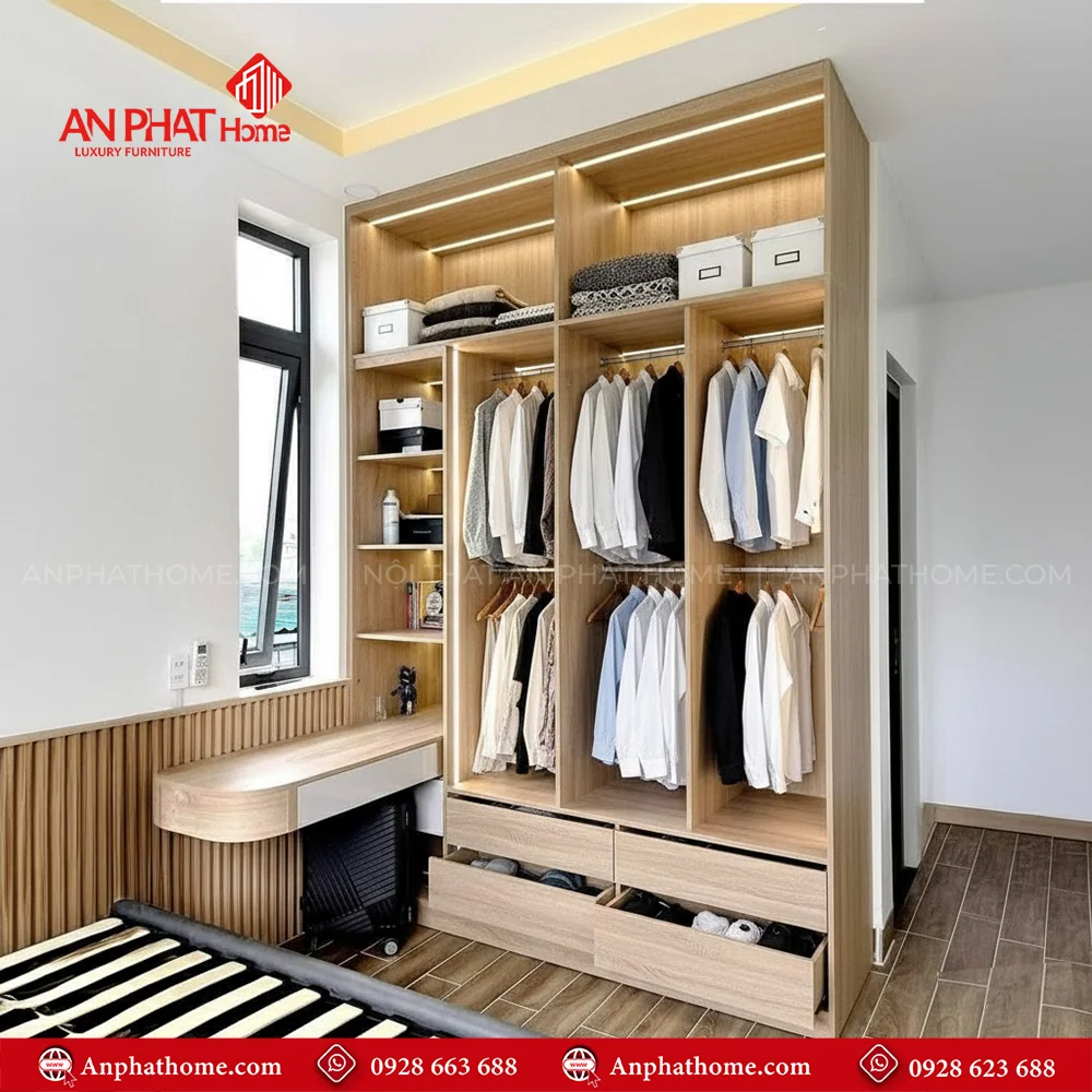 Tủ Quần Áo Kịch Trần TA-558 9 Tủ quần áo đơn giản mà đẹp