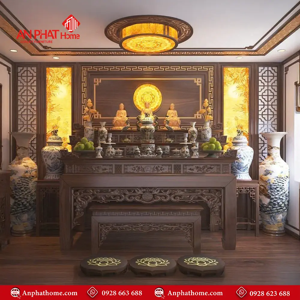 Bàn Thờ Phật Kết Hợp Gia Tiên Đẹp BT-2305 5 Bàn Thờ Phật Kết Hợp Gia Tiên Đẹp BT-2305