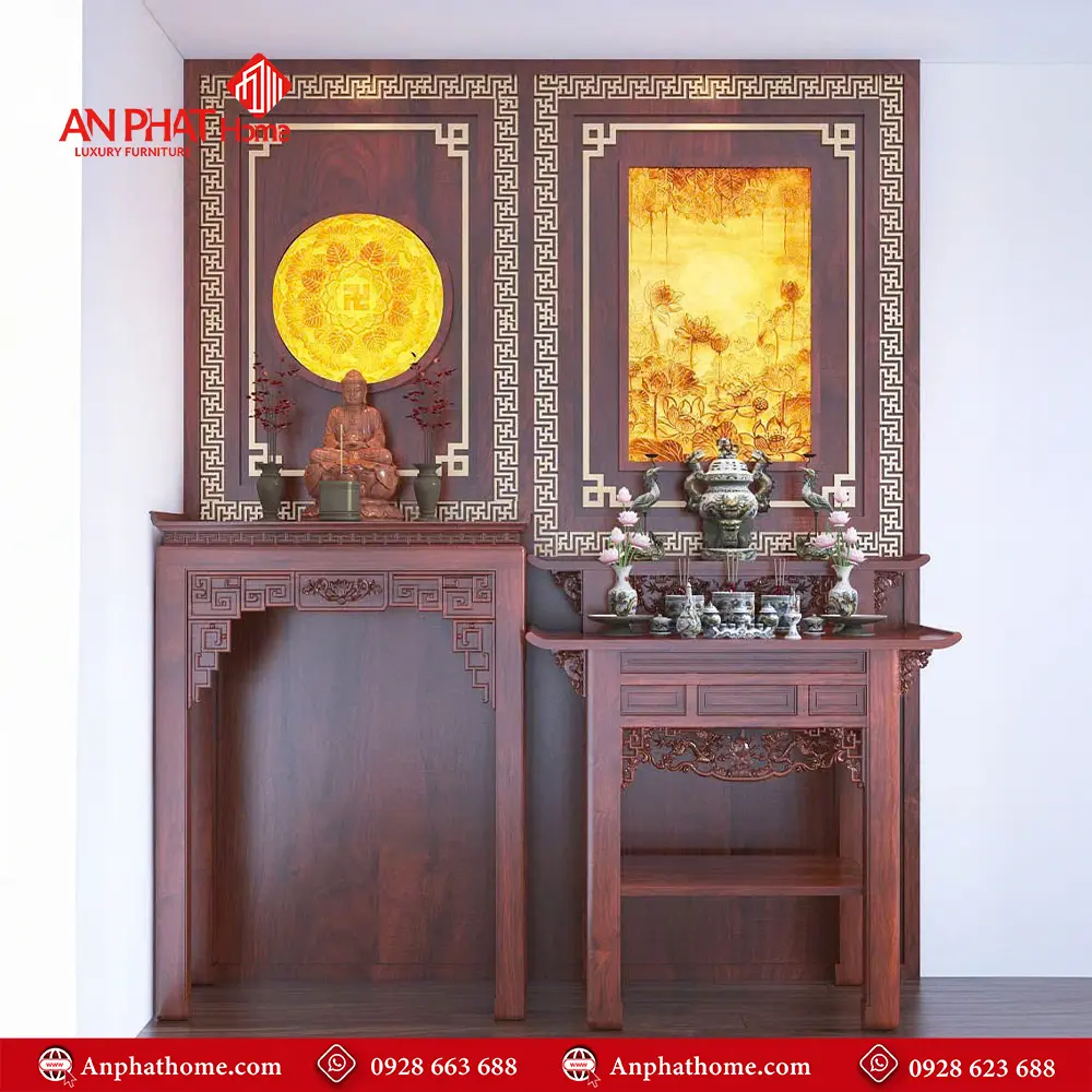 Bàn Thờ Phật Kết Hợp Gia Tiên Nhỏ Gọn BT-2322 5 Bàn Thờ Phật Kết Hợp Gia Tiên Nhỏ Gọn BT-2322