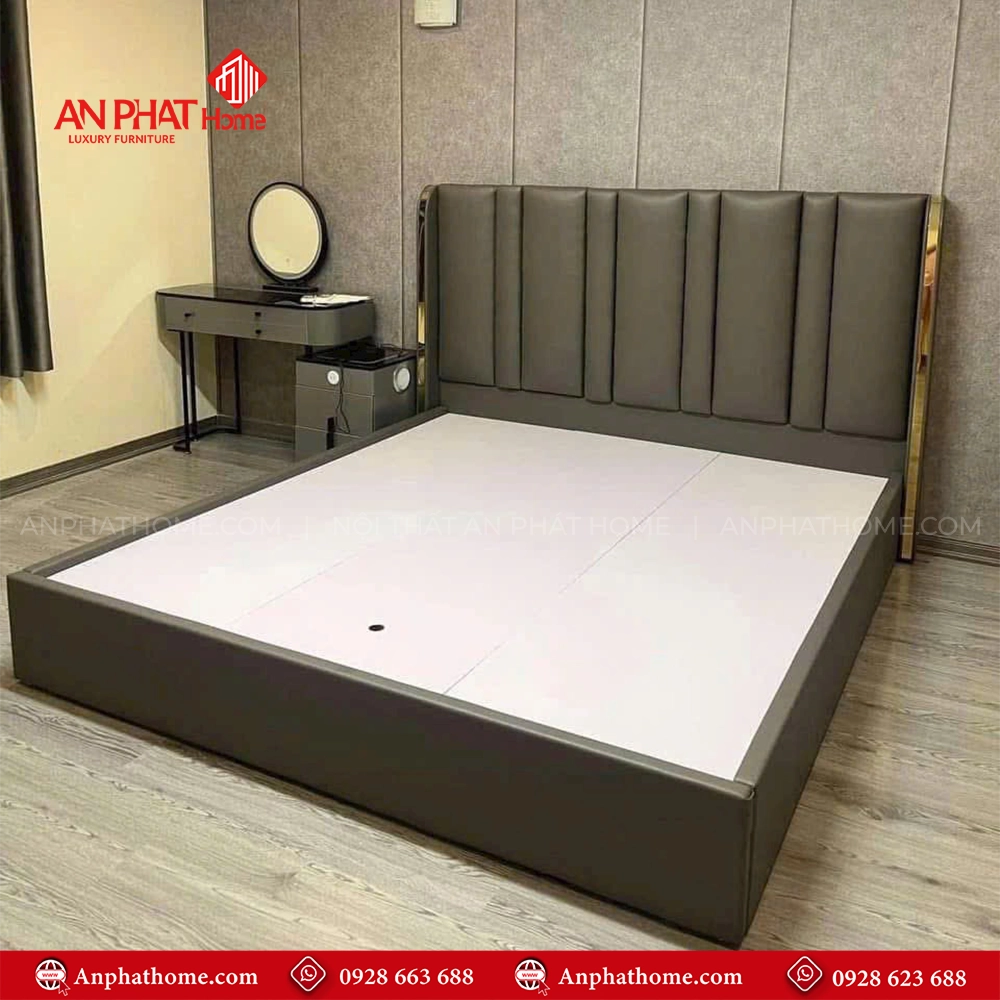 Giường Bọc Nệm Viền Vàng GN-276