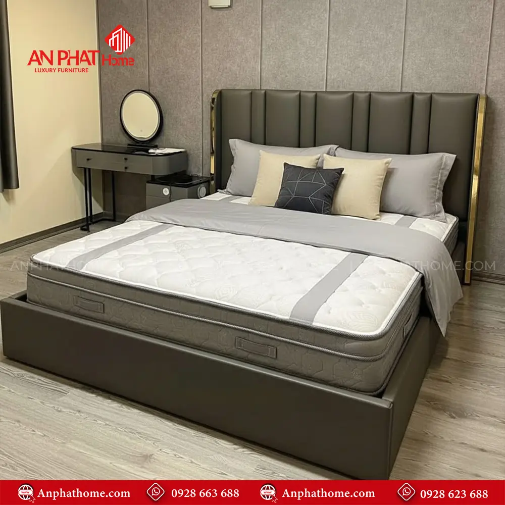 Giường Bọc Nệm Viền Vàng GN-276